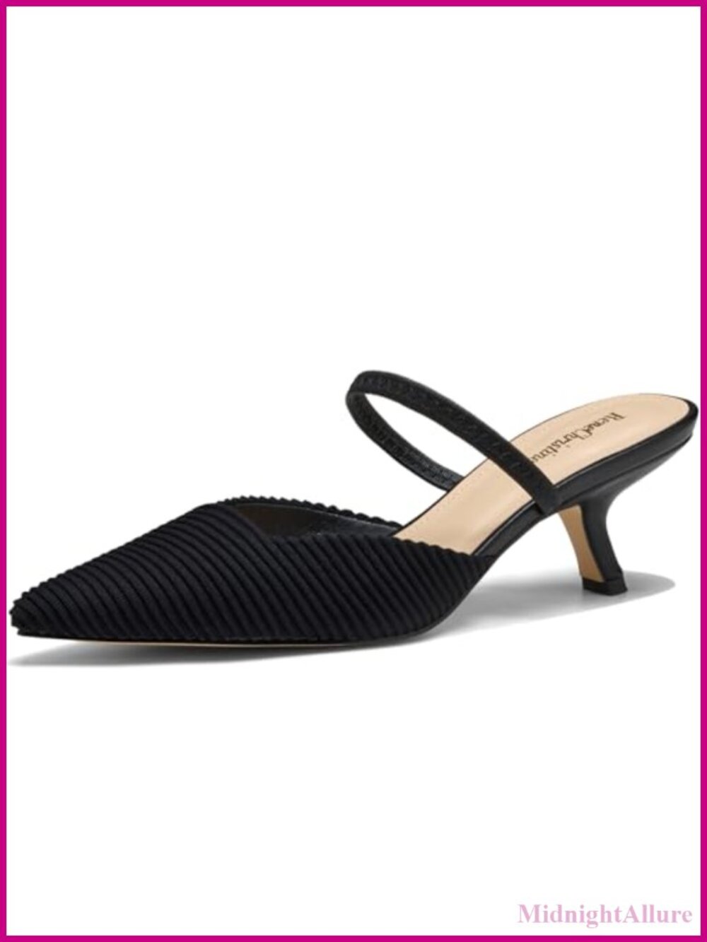 Kitten Heels Closed Pointed Toe Slingback Pumps Elastic Strap Slip On Mules
